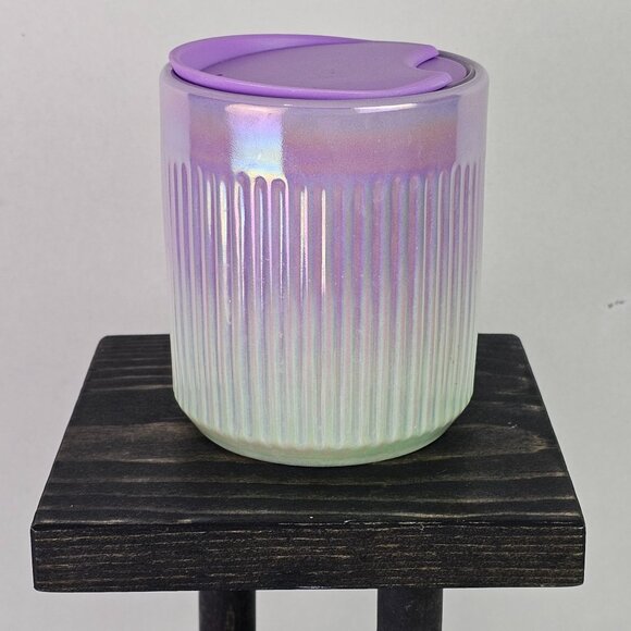 2022 Starbucks Purple Iridescent Winter Ceramic Coffee Tea Hot Drink Mug & Lid - Picture 2 of 6